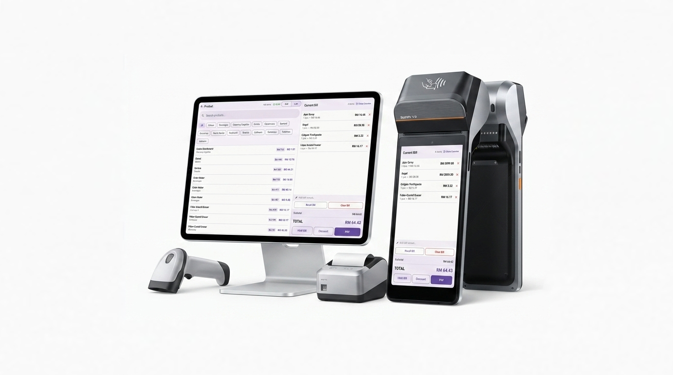 WiPOS POS system on a counter
